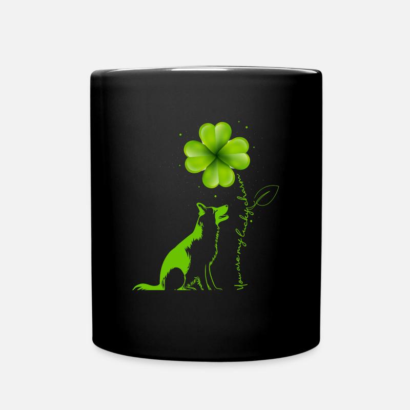 Du bist mein Glücksbringer Schäferhund Kleeblatt - Tasse einfarbig - Schwarz
