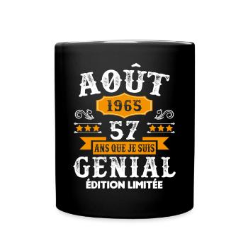57 Ans Anniversaire Vintage Né(e) en Août 1965 - Mug uni - noir - Devant