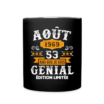 53 Ans Anniversaire Vintage Né(e) en Août 1969 - Mug uni - noir - Devant