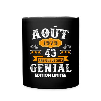 43 Ans Anniversaire Vintage Né(e) en Août 1979 - Mug uni - noir - Devant
