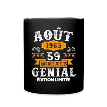 59 Ans Anniversaire Vintage Né(e) en Août 1963 - Mug uni - noir - Devant