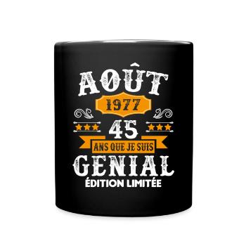 45 Ans Anniversaire Vintage Né(e) en Août 1977 - Mug uni - noir - Devant