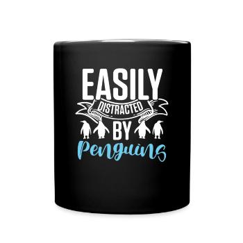 Easily distracted by Penguins King Emperor Sea - Full Colour Mug - black - Front