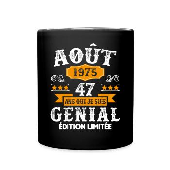 47 Ans Anniversaire Vintage Né(e) en Août 1975 - Mug uni - noir - Devant