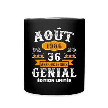 36 Ans Anniversaire Vintage Né(e) en Août 1986 - Mug uni - noir - Devant