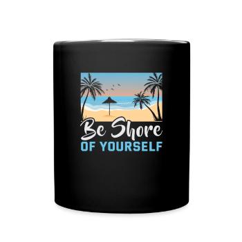 Strandurlaub am Meer Design Strandmotiv - Tasse einfarbig - Schwarz - Vorne