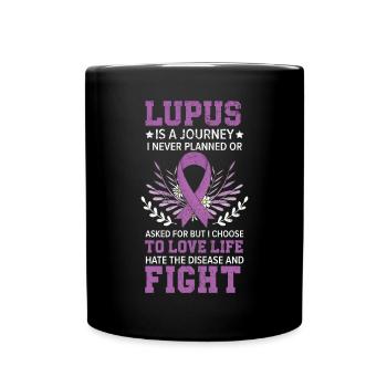 Lupus Bewusstsein Purple Ribbon Autoimmunkrankheit - Tasse einfarbig - Schwarz - Vorne