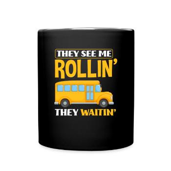 Funny school bus driver school bus bus driver - Full Colour Mug - black - Front