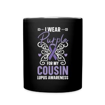 Ich trage Lila für mein Cousin Lupus Bewusstsein - Tasse einfarbig - Schwarz - Vorne