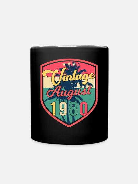 Born in August 1980 - Full Colour Mug - black
