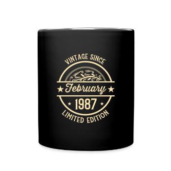 Geburtstag Vintage seit Februar 1987 - Tasse einfarbig - Schwarz - Vorne