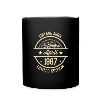 Geburtstag Vintage seit April 1987 - Tasse einfarbig - Schwarz - Vorne