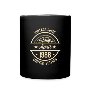 Geburtstag Vintage seit April 1988 - Tasse einfarbig - Schwarz - Vorne
