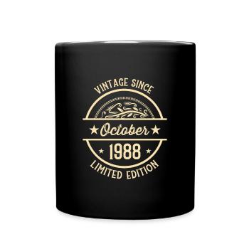 Geburtstag Vintage seit Oktober 1988 - Tasse einfarbig - Schwarz - Vorne