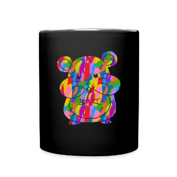 Hamster Colorful Vintage Rainbow Retro Rodent - Full Colour Mug - black - Front