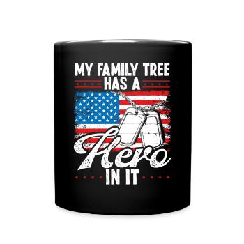 Veterans Day Family Tree has Hero American Flag - Tasse einfarbig - Schwarz - Vorne