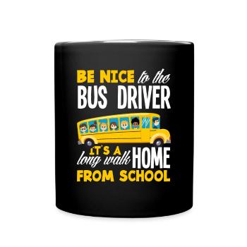 Funny school bus driver school bus bus driver - Full Colour Mug - black - Front