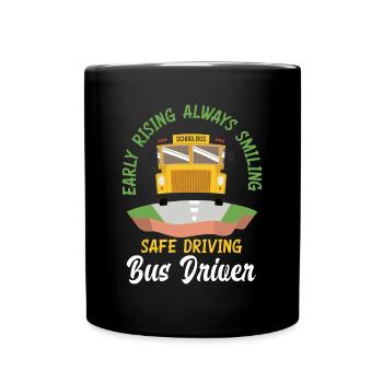 Funny school bus driver school bus bus driver - Full Colour Mug - black - Front