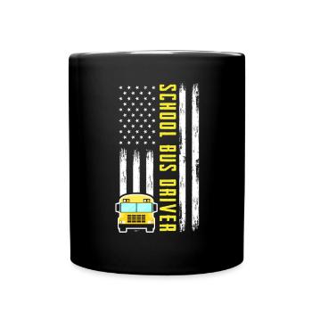 Funny school bus driver school bus bus driver - Full Colour Mug - black - Front