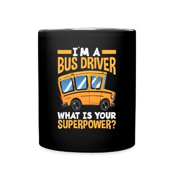 Funny school bus driver school bus bus driver - Full Colour Mug - black - Front
