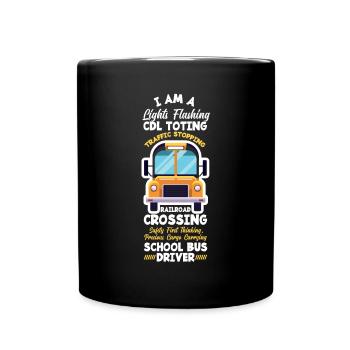 Funny school bus driver school bus bus driver - Full Colour Mug - black - Front