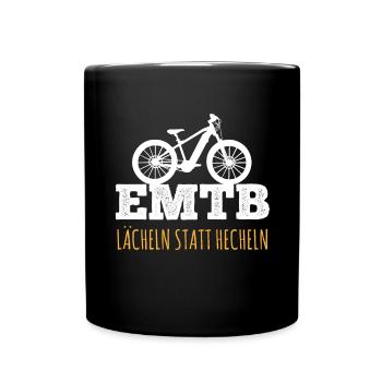 Lächeln statt Hecheln EMTB E-Bike Rentner Faultier - Tasse einfarbig - Schwarz - Vorne