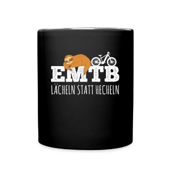 Lächeln statt Hecheln EMTB E-Bike Rentner Faultier - Tasse einfarbig - Schwarz - Vorne
