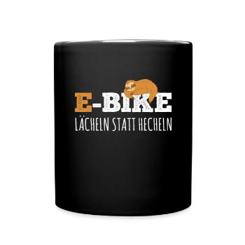 Lächeln statt Hecheln EMTB E-Bike Rentner Faultier - Tasse einfarbig - Schwarz - Vorne