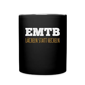 Lächeln statt Hecheln EMTB E-Bike Rentner Faultier - Tasse einfarbig - Schwarz - Vorne