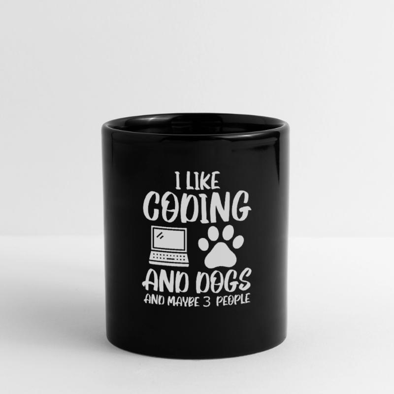 Coding and Dog Programmer Coder Developer Full Colour Mug