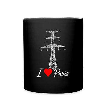 Paris Eiffelturm Strommast Elektriker Satire Liebe - Tasse einfarbig - Schwarz - Vorne