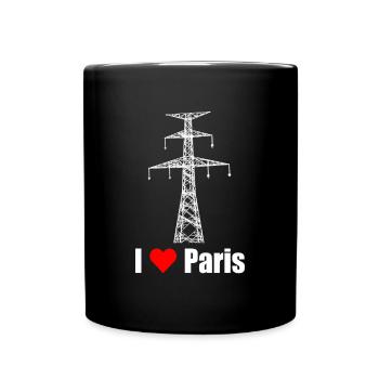 Paris Eiffelturm Strommast Elektriker Satire Liebe - Tasse einfarbig - Schwarz - Vorne