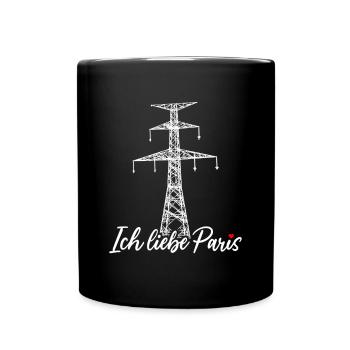 Paris Eiffelturm Strommast Elektriker Satire Liebe - Tasse einfarbig - Schwarz - Vorne