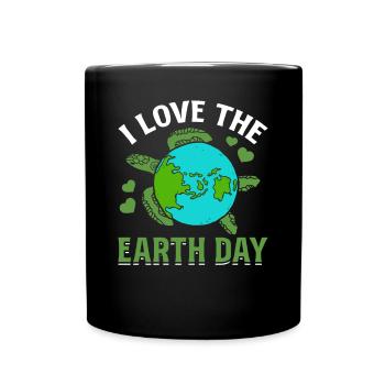 Environment Turtle Earth Day I love Earth Day - Full Colour Mug - black - Front