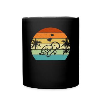 Turtle Sunset Sea Turtle Lover Cute - Full Colour Mug - black - Front