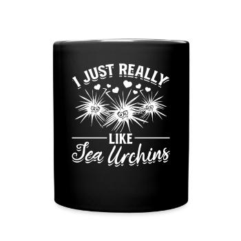 Lustiger Seeigel-Liebhaber - Ich mag Seeigel - Tasse einfarbig - Schwarz - Vorne