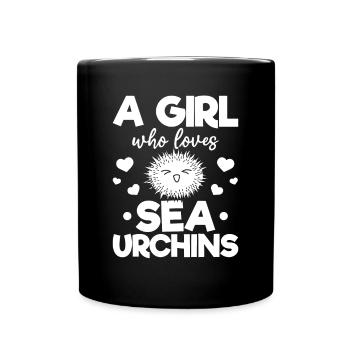Sea urchin is a girl who loves sea urchins - Full Colour Mug - black - Front