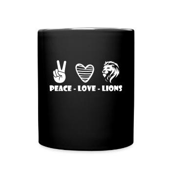 Löwe Frieden und Liebe in Afrika Safari - Tasse einfarbig - Schwarz - Vorne