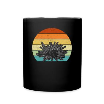 Seeigel Sonnenuntergang Seeigel-Liebhaber Retro - Tasse einfarbig - Schwarz - Vorne