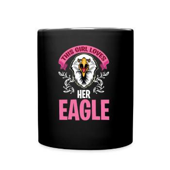 Girl loves eagle falcons and falconry - Full Colour Mug - black - Front