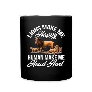 Lions make happy Africa Safari - Full Colour Mug - black - Front