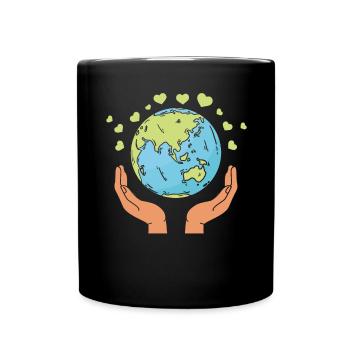Rettet den Planeten, Klimawandel, Umwelt, Tag der - Tasse einfarbig - Schwarz - Vorne