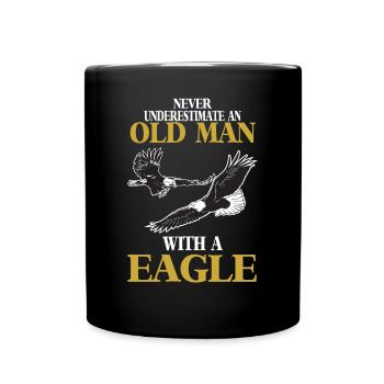 Aigle avec vieil homme Fauconnerie Oiseaux - Mug uni - noir - Devant