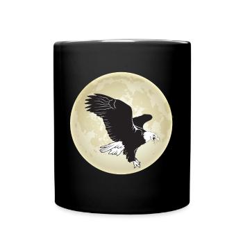 Adler Wildtiere Falknerei Raubvögel Mond - Tasse einfarbig - Schwarz - Vorne