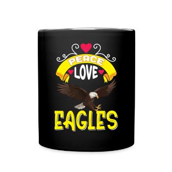 Eagle Peace Love Ornithology Falconry - Full Colour Mug - black - Front