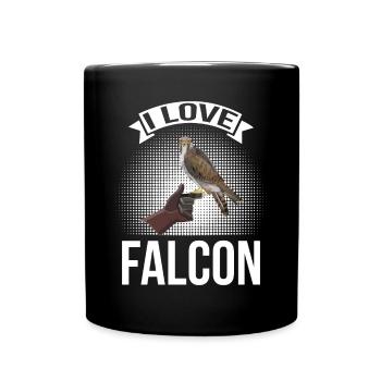 I love Falcon eagle falconry bird - Full Colour Mug - black - Front