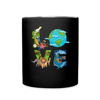 Earth, Love Animals, Environment, Climate Change, Day of - Full Colour Mug - black - Front