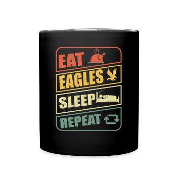 Eagle Sleep Repeat Falconry Ornithology - Full Colour Mug - black - Front