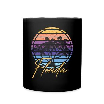 Florida Palmen Miami Strand Sonne Meer - Tasse einfarbig - Schwarz - Vorne