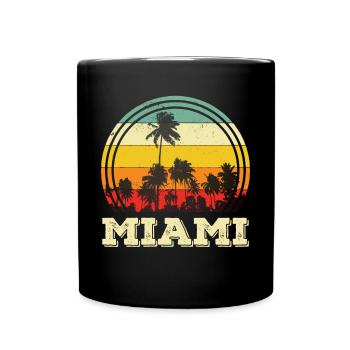 Miami Retro Floride Palm Skyline Beach - Mug uni - noir - Devant